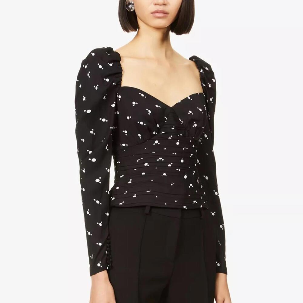 Self-Portrait Black Blouse with White Dots